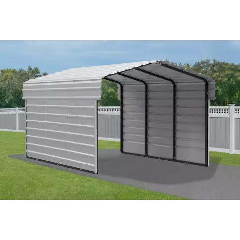 Abri d'auto Arrow en acier galvanisé 10 x 15 x 7 pi, fermé sur 2 côtés, coquille d'œuf