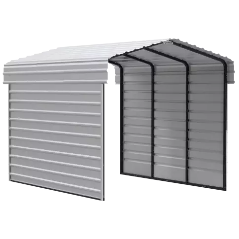 Abri d'auto Arrow en acier galvanisé 10 x 15 x 9 pi, fermé sur 2 côtés, coquille d'œuf
