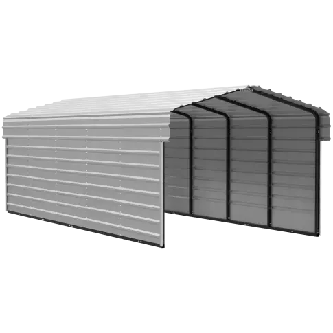 Abri d'auto Arrow en acier galvanisé 10 x 24 x 7 pi, fermé sur 2 côtés, coquille d'œuf