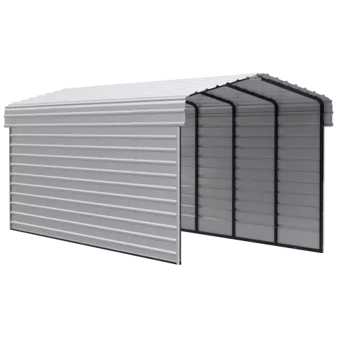 Arrow Carports Galvanized Steel Carport, with 2-Sided Enclosure, Compact Car Metal Carport Kit, 10' x 24' x 9' , Eggshell