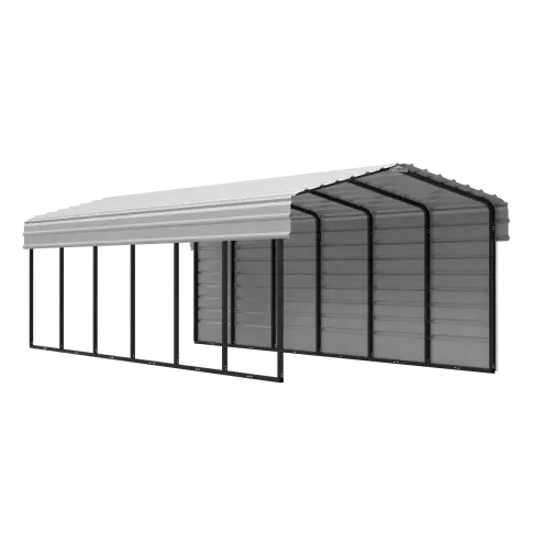 Arrow Carports Galvanized Steel Carport, with 1-Sided Enclosure, Compact Car Metal Carport Kit, 10' x 29' x 7' , Eggshell