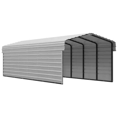 Abri d'auto Arrow en acier galvanisé 10 x 29 x 7 pi, fermé sur 2 côtés, coquille d'œuf