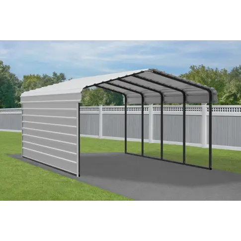 Abri d'auto Arrow en acier galvanisé 12 x 20 x 7 pi, fermé sur 1 côté, coquille d'œuf
