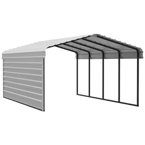 Abri d'auto Arrow en acier galvanisé 12 x 20 x 7 pi, fermé sur 1 côté, coquille d'œuf