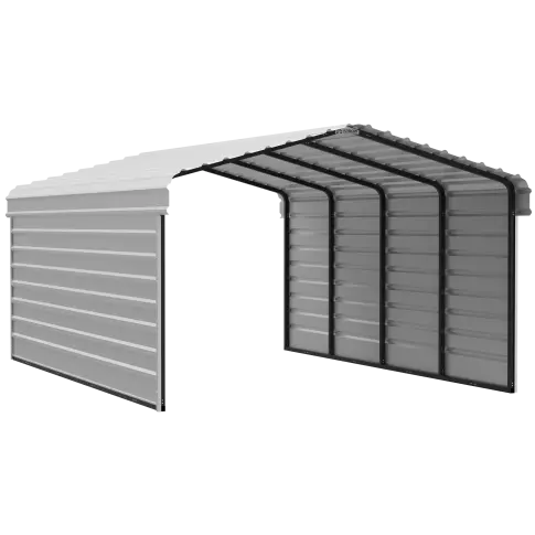 Abri d'auto Arrow en acier galvanisé 12 x 20 x 7 pi, fermé sur 2 côtés, coquille d'œuf