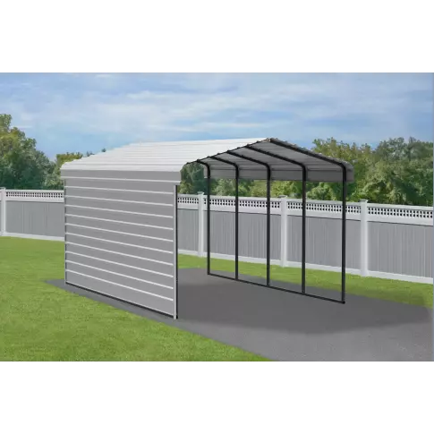 Abri d'auto Arrow en acier galvanisé 12 x 20 x 9 pi, fermé sur 1 côté, coquille d'œuf