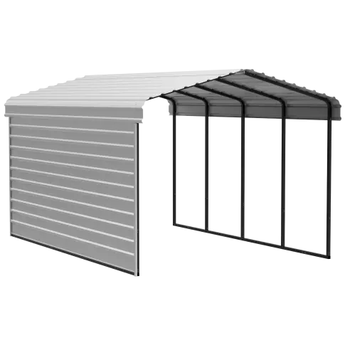 Abri d'auto Arrow en acier galvanisé 12 x 20 x 9 pi, fermé sur 1 côté, coquille d'œuf