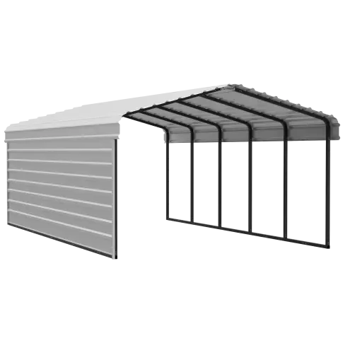 Abri d'auto Arrow en acier galvanisé 12 x 24 x 7 pi, fermé sur 1 côté, coquille d'œuf