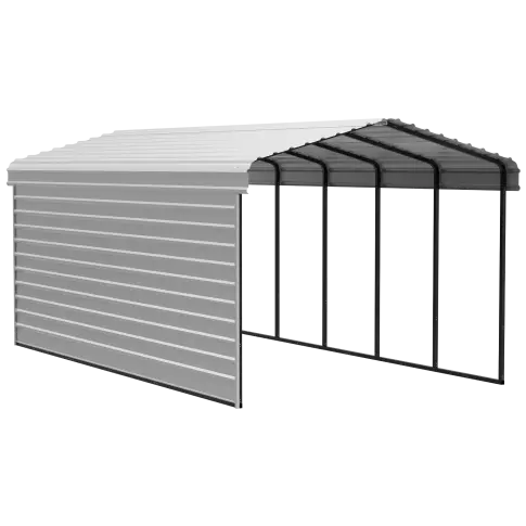 Abri d'auto Arrow en acier galvanisé 12 x 24 x 9 pi, fermé sur 1 côté, coquille d'œuf