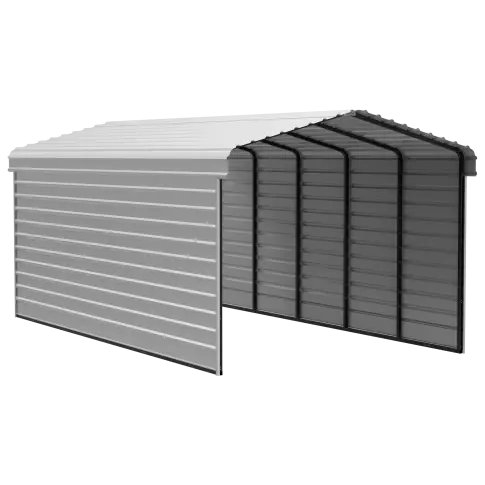 Abri d'auto Arrow en acier galvanisé 12 x 24 x 9 pi, fermé sur 2 côtés, coquille d'œuf