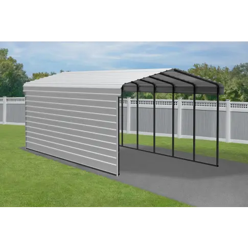 Abri d'auto Arrow en acier galvanisé 12 x 29 x 9 pi, fermé sur 1 côté, coquille d'œuf