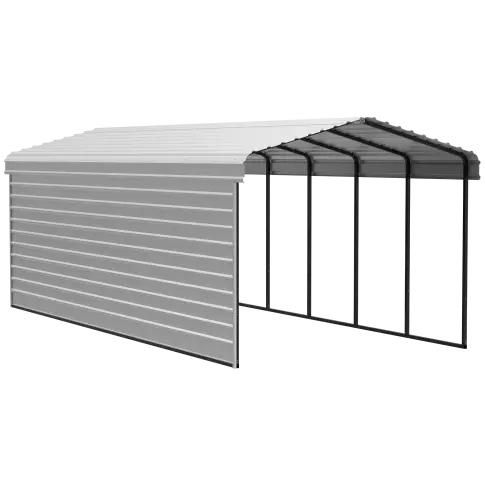 Abri d'auto Arrow en acier galvanisé 12 x 29 x 9 pi, fermé sur 1 côté, coquille d'œuf