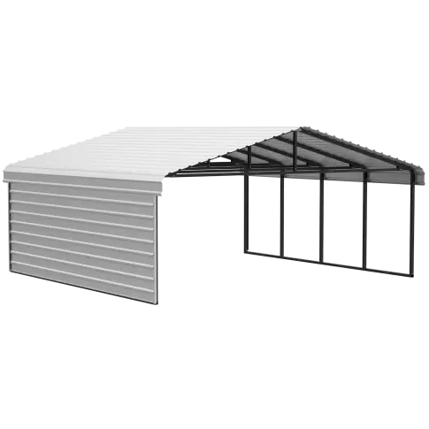 Abri d'auto Arrow en acier galvanisé 20 x 20 x 7 pi, fermé sur 2 côtés, coquille d'œuf