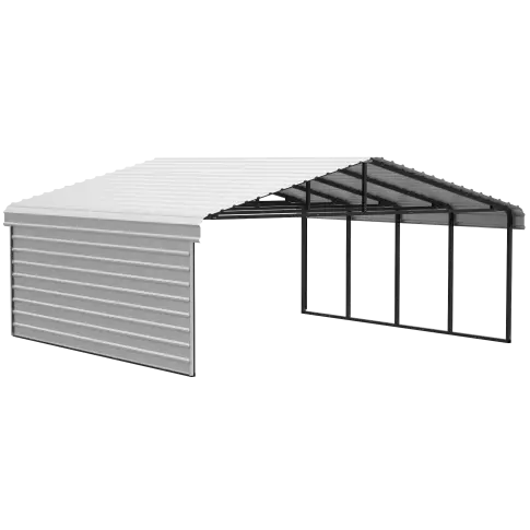 Abri d'auto Arrow en acier galvanisé 20 x 20 x 9 pi, fermé sur 1 côté, coquille d'œuf