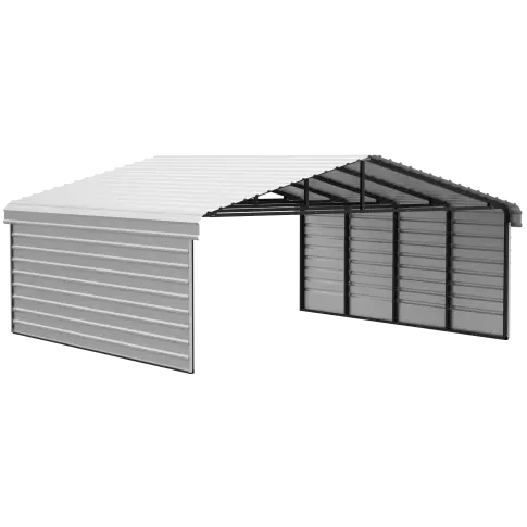 Abri d'auto Arrow en acier galvanisé 20 x 20 x 9 pi, fermé sur 2 côtés, coquille d'œuf