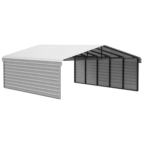 Abri d'auto Arrow en acier galvanisé 20 x 24 x 7 pi, fermé sur 2 côtés, coquille d'œuf