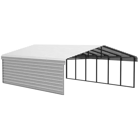 Abri d'auto Arrow en acier galvanisé 20 x 29 x 9 pi, fermé sur 1 côté, coquille d'œuf