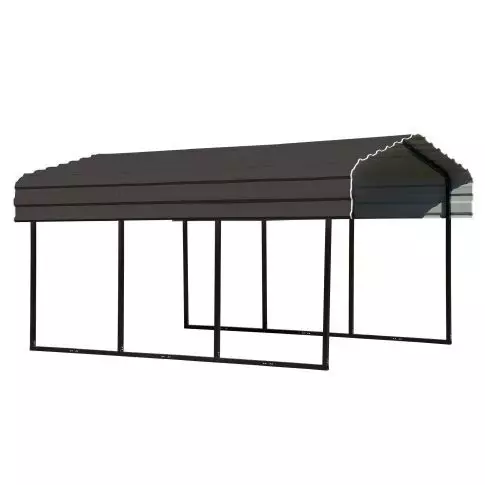 Arrow Steel Carport 10 ft. x 15 ft. x 7 ft. Galvanized Black/Charcoal