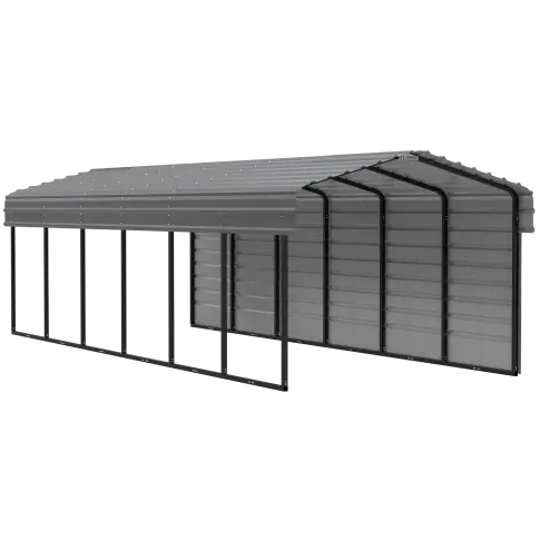 Arrow Carports Galvanized Steel Carport, with 1-Sided Enclosure, Compact Car Metal Carport Kit, 10' x 29' x 7' , Charcoal