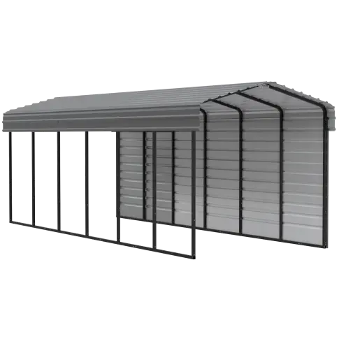 Arrow Carports Galvanized Steel Carport, with 1-Sided Enclosure, Compact Car Metal Carport Kit, 10' x 29' x 9' , Charcoal