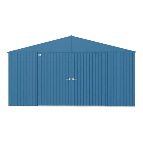 Arrow Elite Steel Storage Shed, 14x12, Blue Grey