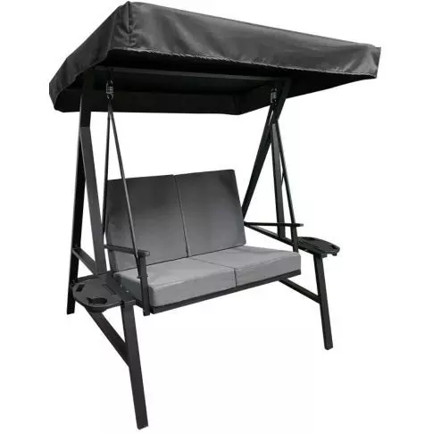 Deluxe two-seater swing with cushions and sides table - Corriveau