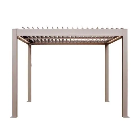 Gazebo Penguin Vikos 10 x 10 ft. Aluminum Freestanding Pergola with Curtain Tracks, Greige
