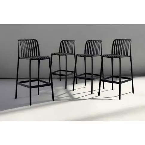Corriveau Summer bar chair with arm and stripe Black (4 chairs)