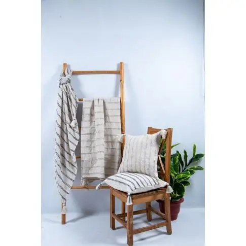 Corriveau Natural striped throw 50" x 60" - Cream