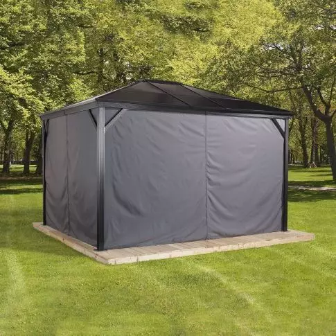 Sojag, rideaux gris pour abri soleil Verona, 10 x 10 pi, polyester, rideaux d'extérieur