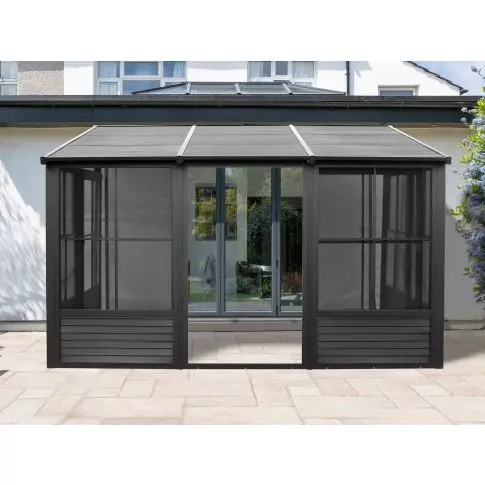 Gazebo Penguin Florence壁挂式阳光房 8x12 金属屋顶 黑色