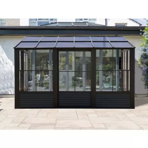 Gazebo Penguin Florence壁挂式阳光房 8x16 聚碳酸酯屋顶 黑色