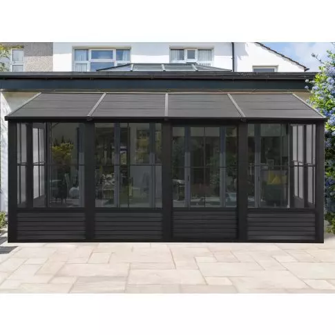 Gazebo Penguin Florence - Wall Mounted Solarium 8x16 Metal Roof in black