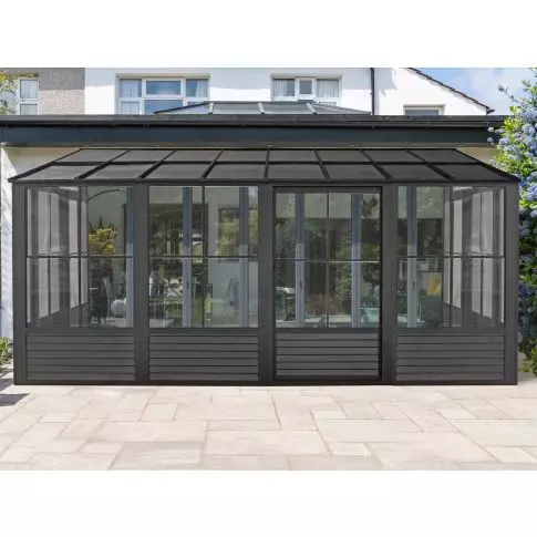 Gazebo Penguin Florence壁挂式阳光房 10x16 聚碳酸酯屋顶 黑色