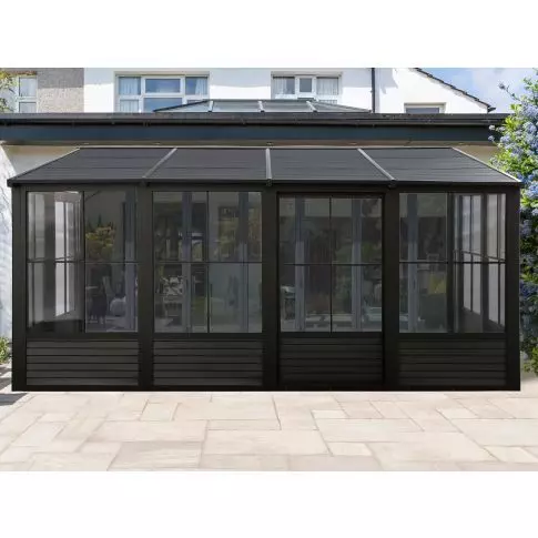 Gazebo Penguin Florence - Wall Mounted Solarium 10x16 Metal Roof in black