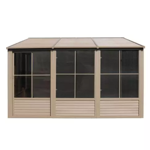 Gazebo Penguin Florence金属屋顶附加阳光房 10英尺 x 12英尺 沙色