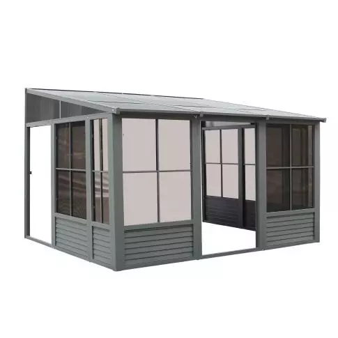 Gazebo Penguin Florence Mural avec Toit en Métal 10 Pi. x 12 Pi. couleur Gris