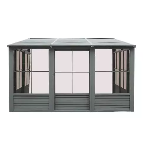 Gazebo Penguin Florence Mural avec Toit en Métal 10 Pi. x 16 Pi. couleur Gris