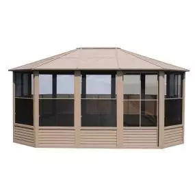 Gazebo Penguin Florence Solarium with Metal Roof 12 Ft. x 15 Ft. Sand