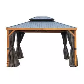 Gazebo Penguin Yosemite 12 x 16' double roof galvanized steel roof, aluminum posts wood finish