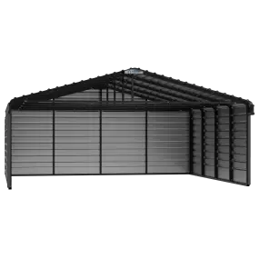 Arrow Steel Carport With 3 Wall Kits, 20X20X07, Charcoal