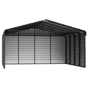 Arrow Steel Carport With 3 Wall Kits, 20X20X09, Charcoal