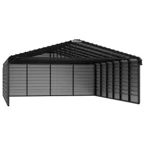Arrow Steel Carport With 3 Wall Kits, 20X29X07, Charcoal