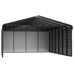 Arrow Steel Carport With 3 Wall Kits, 20X29X09, Charcoal