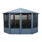 Gazebo Penguin Florence Solarium avec toit en métal 12 x 12 pi couleur ardoise