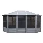 Gazebo Penguin Florence Solarium avec Toit en Métal 12 pi x 15 pi couleur Gris