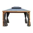 Gazebo Penguin Yosemite 12 x 16' 双层屋顶镀锌钢 铝制立柱木纹