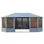 Gazebo Penguin Florence Solarium avec Toit en Métal 12 pi x 18 pi couleur Gris