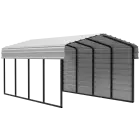 Arrow Galvanized Steel Carport 10 x 20 x 7 ft., 1-Sided Enclosure, Eggshell