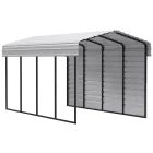 Arrow Galvanized Steel Carport 10 x 20 x 9 ft., 1-Sided Enclosure, Eggshell